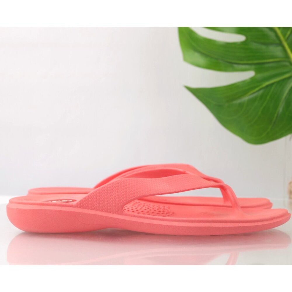 Okabashi Womens Maui Sandal Size L 10 Coral Red Thong Slide Flip Flop Beach Pool